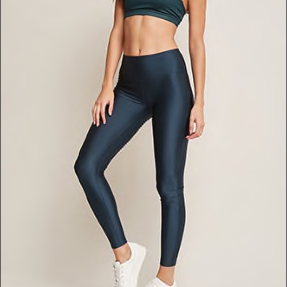 Teal Leggings, Shiny Teal Leggings, Shiny Green